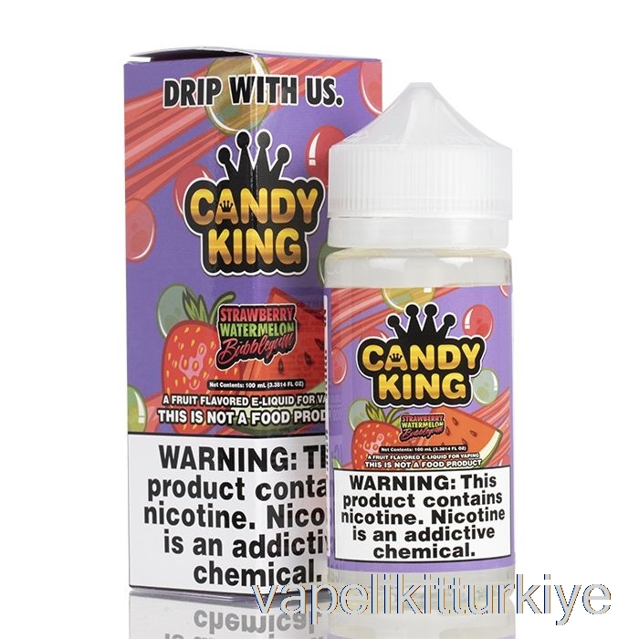 Vape Likit çilekli Karpuz Balonlu Sakız - şeker Kralı - 100ml 0mg